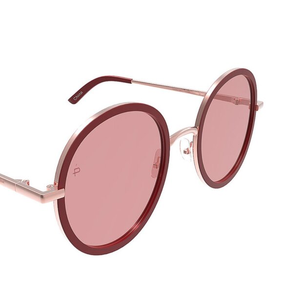 Prive Revaux x Madelaine Round Street Burgundy Sunglasses - Picture 9 of 10